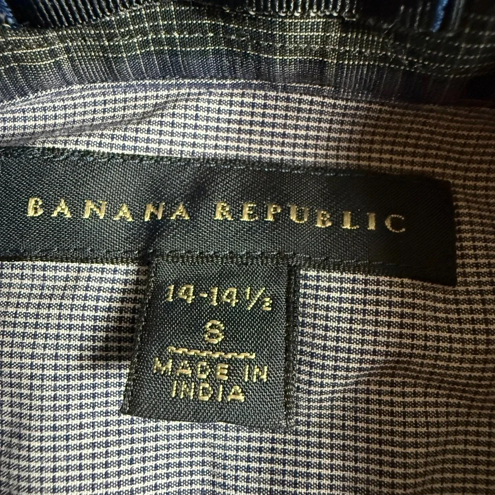 Banana Republic Men's Plaid Button Down‎ Shirt Small 14-14.5 Stretch
